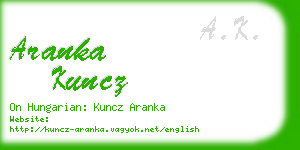 aranka kuncz business card